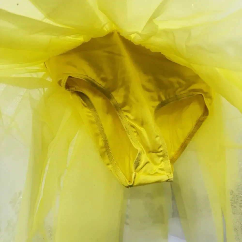 Bright Yellow Ballet Tutu Dress Dance Costume Tulle Sequins Childrens XXL 20
